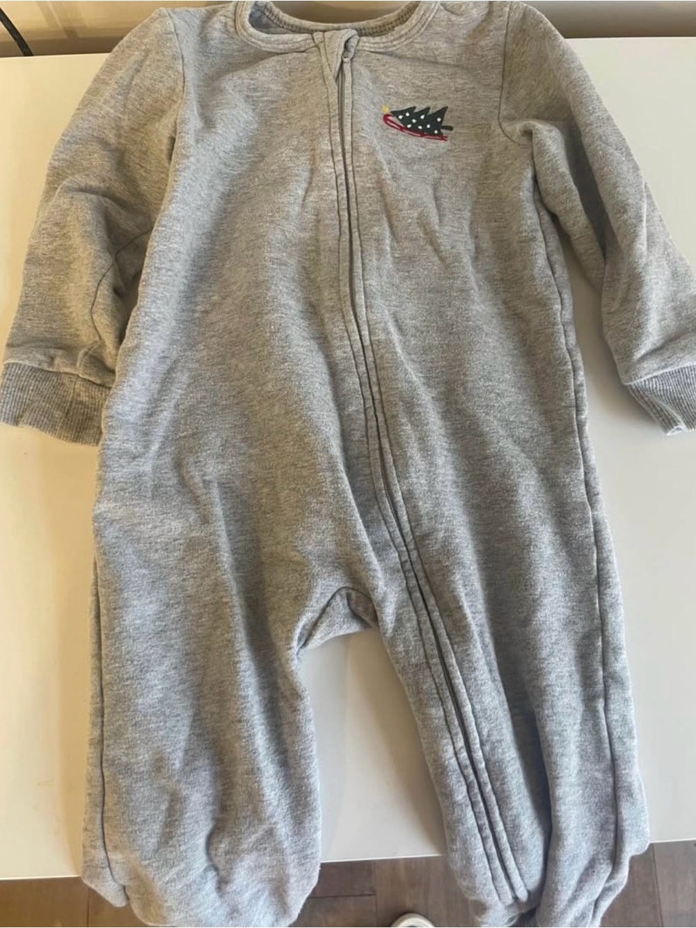 Petit Lem Holiday Gray Baby One-Piece Sleeper - 18m
